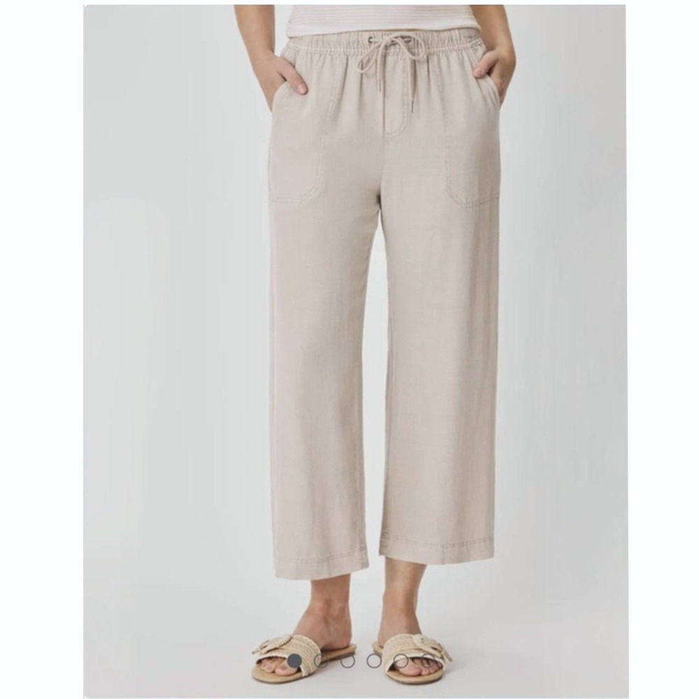Splendid Angie Crop Wide Leg Pants Linen Blend Womens XL Cream Moonstone Coastal